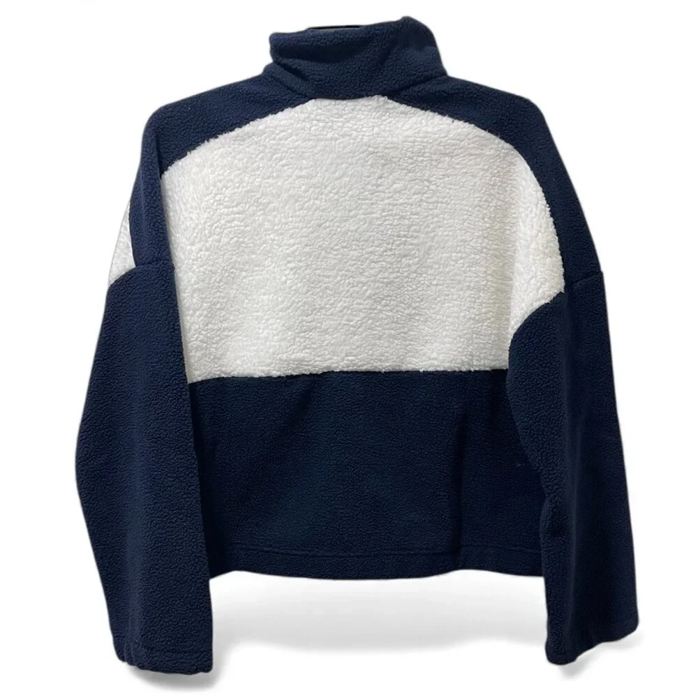 Columbia NWT Women's Long Sleeve Cropped Fleece Pullover, XL, Navy/White - Picture 3 of 16